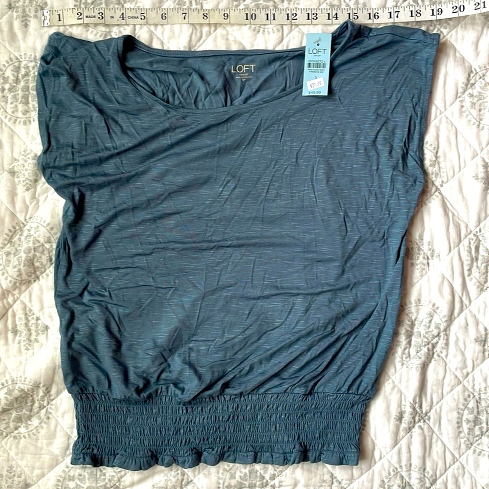 Loft Outlet Blue Shirt Extended Sleeveless PS NWT